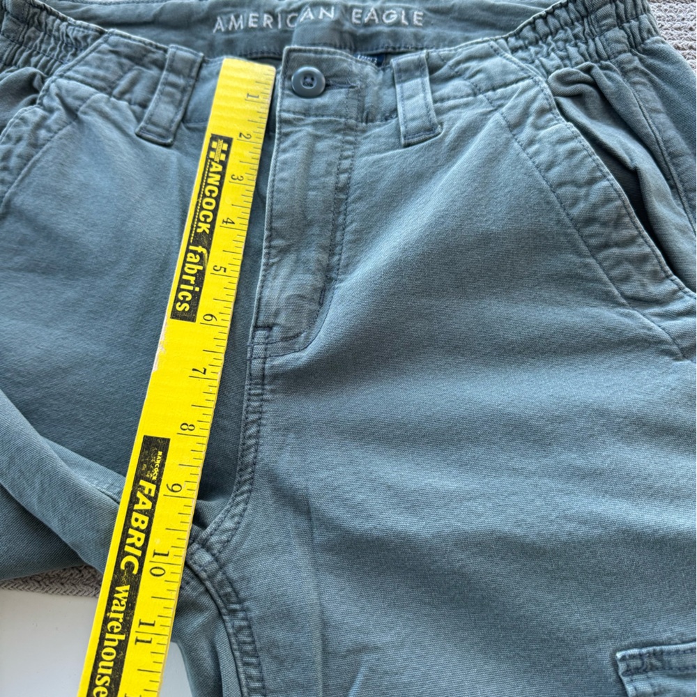 American Eagle Outfitters Stretch Cargo Straight Pants in Teal Blue Size 4 Long - Picture 7 of 11